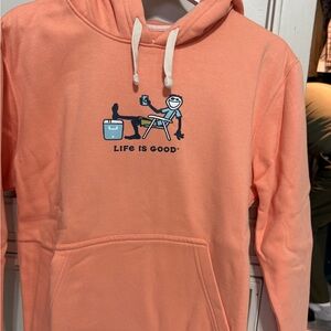 Life Is Good Men's Coral Hoodie with Chill Graphic